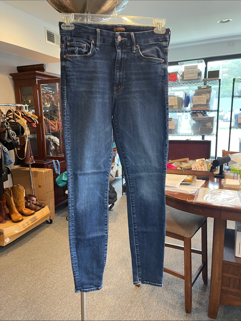 MOTHER High Waisted The Looker Skinny Jeans Size 28 Teaming Up Wash Dark Indigo